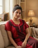 Comfortable Churidar Model Cotton Nighty, 55 Inches Long