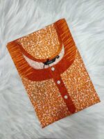 Comfortable Churidar Model Cotton Nighty, 55 Inches Long - Orange - Image 3