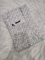 Front Open Cotton Nighty With Zip, 55 Inches - White - Image 3