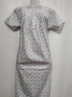 Front Open Cotton Nighty With Zip, 55 Inches - White - Image 4