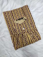 Traditional Cotton Nighty, 55 Inches Length - Golden Yellow + Violet - Image 3