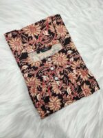 Front Open Cotton Nighty With Buttons, 55 Inches Long - Black - Image 3