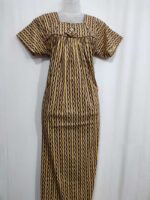 Traditional Cotton Nighty, 55 Inches Length - Golden Yellow + Violet - Image 4