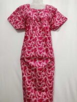 Traditional Cotton Frock Nighty, 55 Inches Length - Rose - Image 4