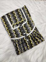 Front Open Cotton Nighty With Buttons, 55 Inches Long, Sleeveless- Black + Green - Image 3