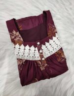 Front Open Alpine Nighty With Buttons, 55 Inches Long- Purple - Image 3