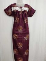 Front Open Alpine Nighty With Buttons, 55 Inches Long- Purple - Image 4