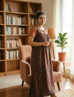 Traditional Cotton Nighty, 55 Inches Length - Black - Image 2