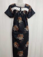 Front Open Alpine Nighty With Buttons, 55 Inches Long- Black - Image 4