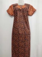 Traditional Cotton Nighty, 55 Inches Length - Black - Image 4