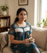 Front Open Alpine Nighty With Buttons, 55 Inches Long- Green