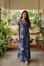 Traditional Chungidi Nighty, 55 Inches Length - Blue - Image 2