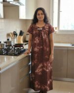 Traditional Chungidi Nighty, 55 Inches Length - Brown - Image 2