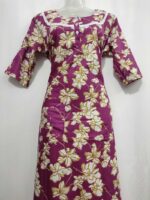 Comfortable Churidar Model Cotton Nighty, 55 Inches Long, 3/4th Sleeves - Violet - Image 4