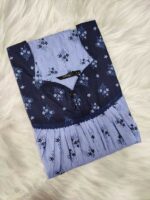 Front Open Cotton Nighty With Buttons, 55 Inches Long- Light Blue - Image 3