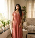 Comfortable Churidar Model Cotton Nighty, 55 Inches Long - Image 2