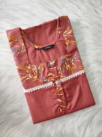 Comfortable Churidar Model Cotton Nighty, 55 Inches Long - Image 3