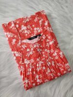 Traditional Cotton Nighty, 55 Inches Length - Peach - Image 3