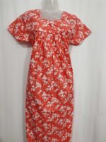 Traditional Cotton Nighty, 55 Inches Length - Peach - Image 4