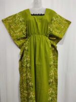 Cotton Kaftan Nighty - 55 Inches Length - Green - Image 4