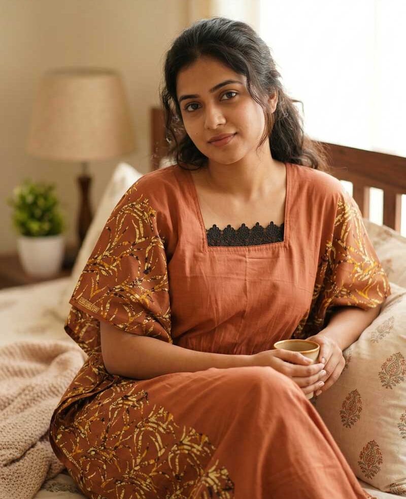 AP1 Cotton Kaftan Nighty - 55 Inches Length - Image 1