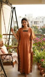 Cotton Kaftan Nighty - 55 Inches Length - Image 2