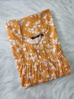 Traditional Cotton Nighty, 55 Inches Length - Yellow - Image 3