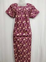 Front Open Cotton Nighty With Buttons, 55 Inches - Violet - Image 4