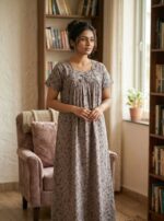 Traditional Cotton Nighty, 55 Inches Length - Image 2