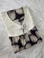 Traditional Cotton Nighty, 55 Inches Length, Hacoba Yoke - Brown - Image 3