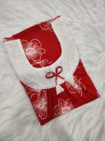 Traditional Cotton Nighty, 55 Inches Length, Hakoba Round Neck - Red - Image 3