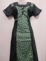 Comfortable Churidar Model Cotton Nighty, 55 Inches Long - Green - Image 4