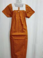 Front Open Cotton Nighty With Buttons, Hacoba Yoke, 55 Inches - Yellow - Image 4