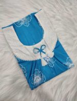 Traditional Cotton Nighty, 55 Inches Length, Hakoba Round Neck - Blue - Image 3
