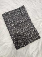 Front Open Cotton Nighty With Zip, 55 Inches - Black - Image 3