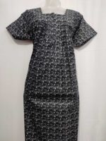 Front Open Cotton Nighty With Zip, 55 Inches - Black - Image 4