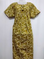 Traditional Cotton Frock Nighty, 55 Inches Length - Green - Image 4