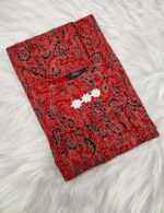 Traditional Ajrakh Nighty, 55 Inches Length - Red - Image 3