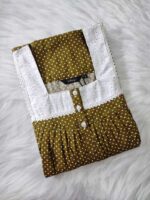 Front Open Cotton Nighty With Buttons, Hacoba Yoke, 55 Inches - Image 3