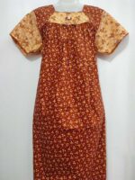Traditional Cotton Nighty, 55 Inches Length - Brown - Image 4