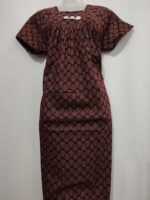 Traditional Ajrakh Nighty, 55 Inches Length - Maroon - Image 4