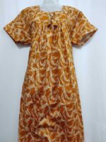 Traditional Cotton Frock Nighty, 55 Inches Length - Yellow - Image 4