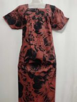 Front Open Cotton Nighty With Buttons, 55 Inches - Image 4