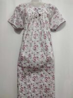 Traditional Cotton Frock Nighty, 55 Inches Length - White - Image 4