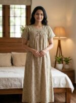 Traditional Cotton Nighty, 55 Inches Length - Image 2