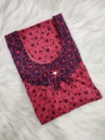 Traditional Cotton Nighty, 55 Inches Length, Round Neck - Rose - Image 3