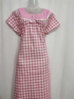 Traditional Cotton Nighty, 55 Inches Length, Round Neck - Rose - Image 4