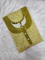 Comfortable Churidar Model Cotton Nighty, 55 Inches Long - Green - Image 3