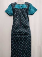 Traditional Cotton Nighty, 55 Inches Length - Dark Blue - Image 4