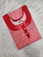 Comfortable Churidar Model Cotton Nighty, 55 Inches Long - Rose - Image 3